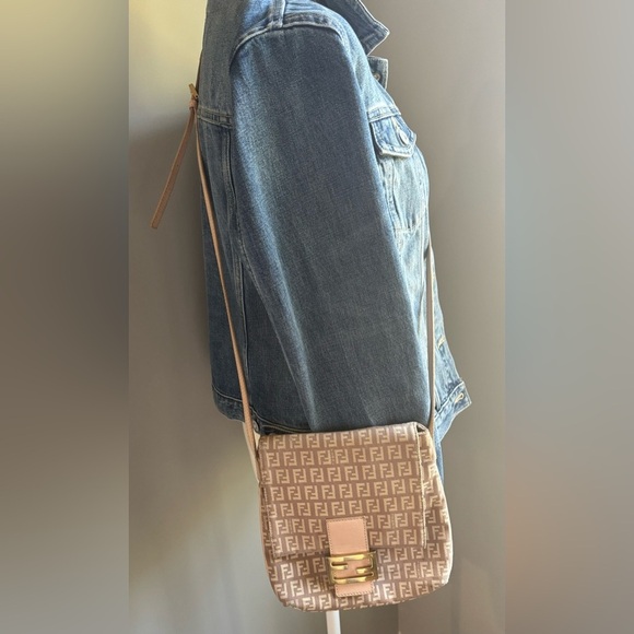 Fendi Zucchino Vitello Pink Canvas Crossbody or Shoulder Bag | Fair Condition - Picture 4 of 17